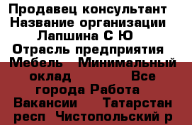 Продавец-консультант › Название организации ­ Лапшина С.Ю. › Отрасль предприятия ­ Мебель › Минимальный оклад ­ 45 000 - Все города Работа » Вакансии   . Татарстан респ.,Чистопольский р-н